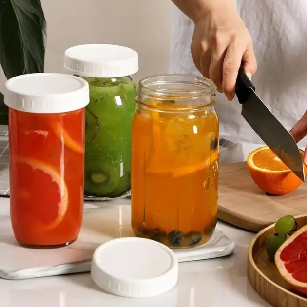 16Pcs 86mm PP Plastic Mason Jar Lid For Wide Mouth Jar Leak-proof Seal Bottle Cover Spout Lid Good Seal Kitchen Tool Gadget