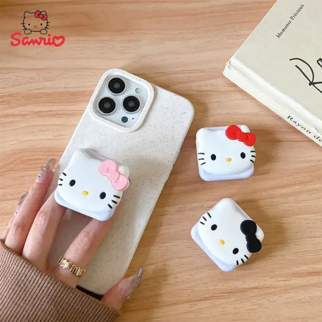 Sanrio Hello Kitty Ins Macaron Color Flip Mirror Phone Grip Tok Smart Tok Holder Ring Y2K Lazy Bracket Clear Stand Socket Gifts