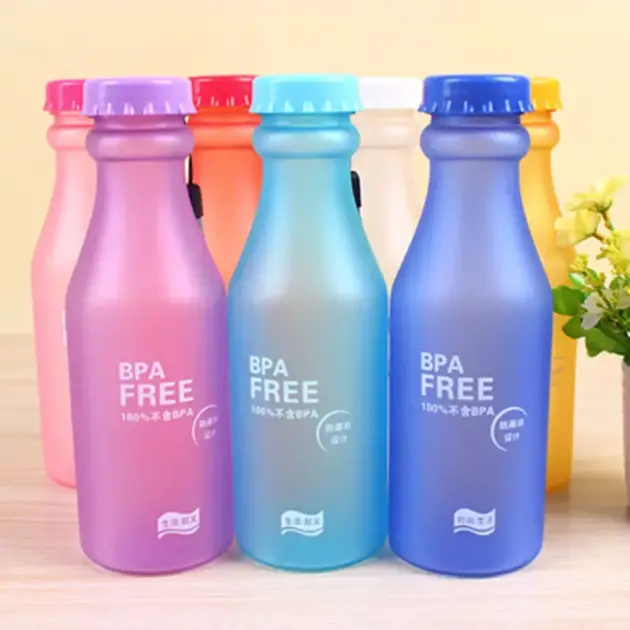 Candy Color Water Bottle Plastic Party Cup Matte Fall Resistant Drop Water Cup Sports Bottle For Travel Camping Accessories