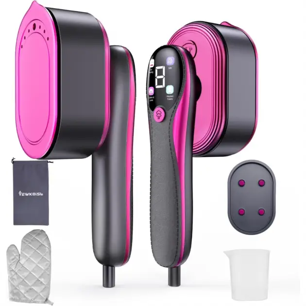 Handheld Garment Steamer, Foldable 2-in-1 Iron with LED Display, Fast Heat Up & Smart Steam Control for Home Travel