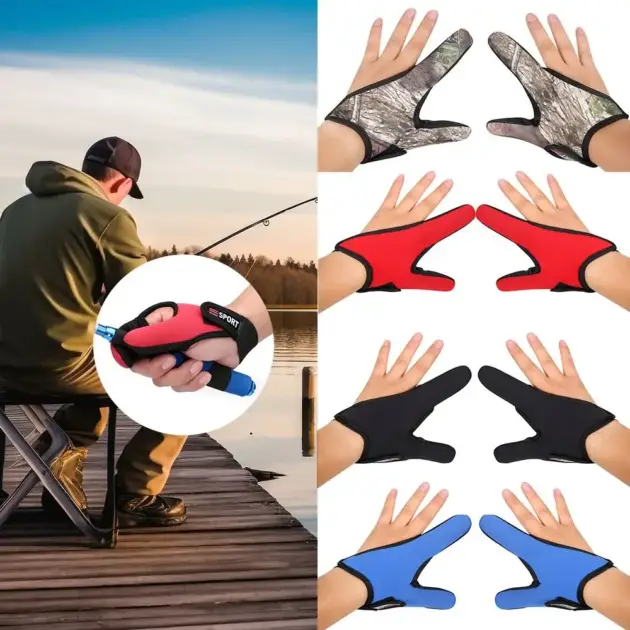 Fish Equipment Spring Summer Fishing Gloves Breathable Anti-Slip 2 Fingers Protector Wear Resistant Mittens Sunscreen Gloves