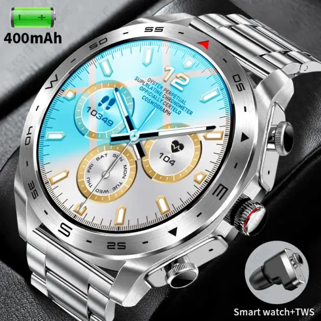 LIGE AMOLED Screen Smart Watch with Earbuds Bluetooth Headset Smartwatch Women Speaker Tracker Music Sport Waterproof Watch Men