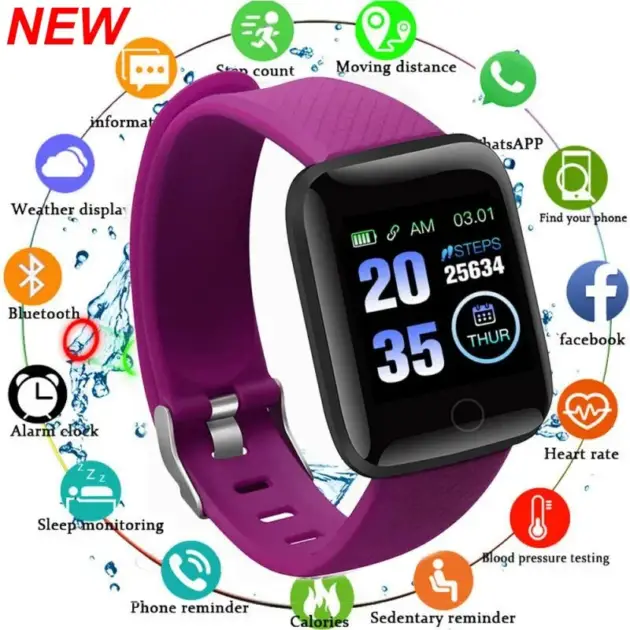 New 116Plus Smart Watch for Men Women Kids Gift Message Remind Music Control Sport Step Calories D13 Smartwatch Alarm Clock