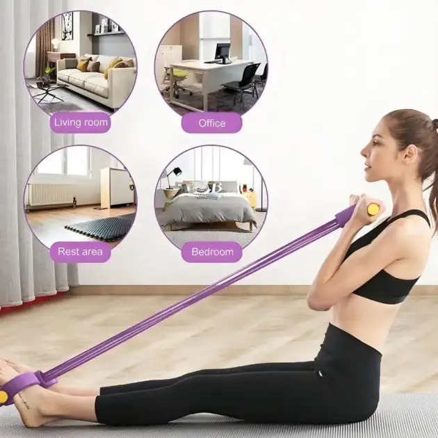 Sit-up Pedal Puller Resistance Band 4/6-Tube Elastic Yoga Pull Rope Men Women Pedal Tensioner Exerciser Workout Equipment