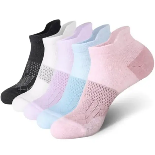 Dreamlikelin 1 Pair/5 Pairs Women's Summer Thin Short Socks Thick Towel Bottom Running & Jump Rope Fitness Sports Solcks