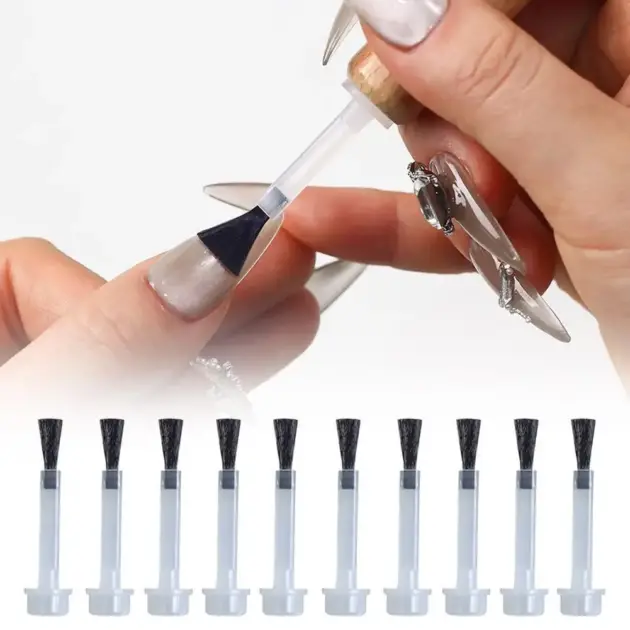 10pcs Nail Polish Replacement Brushes Dipping Liquid Applicator Brushes Manicure Tools Gel Brushe Diy Beauty Nail Painting Tool