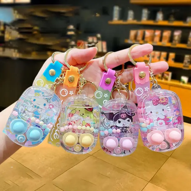 Cartoon Sanrio Creative Game Water Shooting Hello Kitty Keychain Backpack Kawaii Kuromi Decompression Toys Christmas Gifts