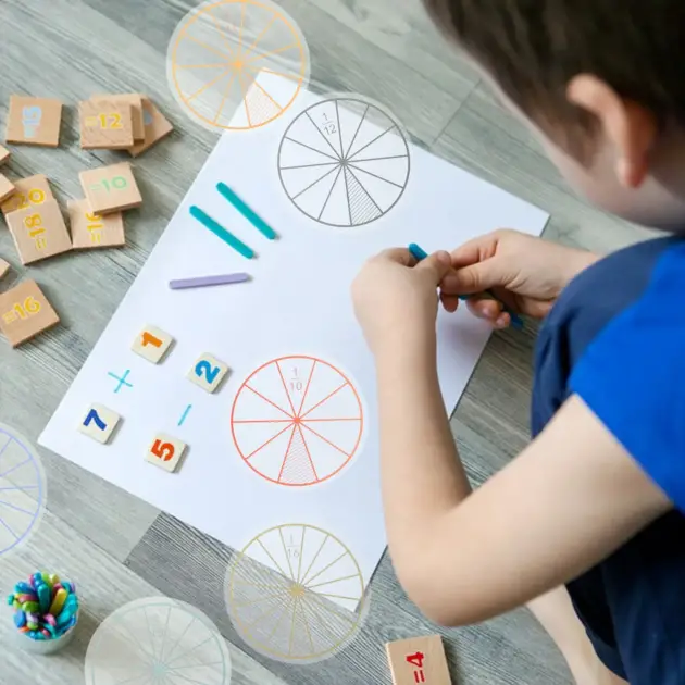 16 Sheets Number Fraction Circle Math Teaching Aid for Fraction Problems Creative Thinking Problem Solving Skills Development