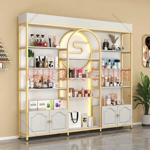 Modern Luxury Cosmetics Display Cabinet Nordic Creative Beauty Salon Skin Care Products Cabinet Shelf Office Furniture FYMC