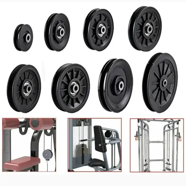 Fitness Equipment Parts Pulley Wheel Black Cable Machine Part Nylon Pulley Light Weight Good Wear Resistance Nylon Bearing
