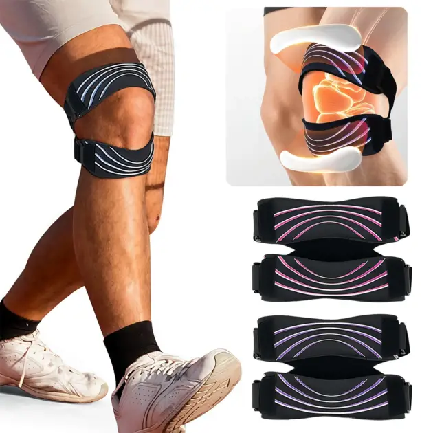 1/2Pcs Adjustable Knee Strap,Patellar Tendon Support Band with Dual Silicone Pad - Men Women Running,Basketball,Hiking,Jump Rope