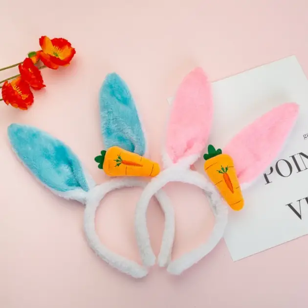 Rabbit Ear Headbands Flexible Cosplay Headwear Plush Bunny Ears Plush Easter Headband For Easter Cosplay Parties Face Wash